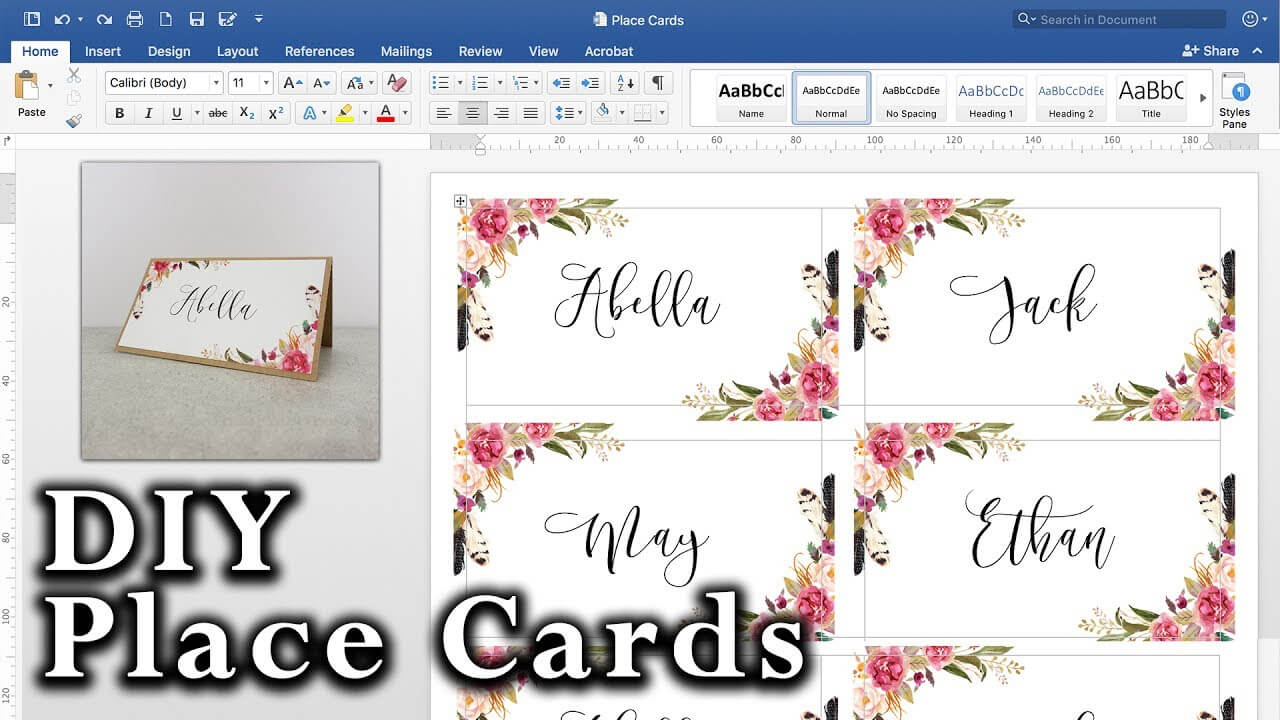 How To Make Diy Place Cards With Mail Merge In Ms Word And Adobe Illustrator Regarding Tent Name Card Template Word