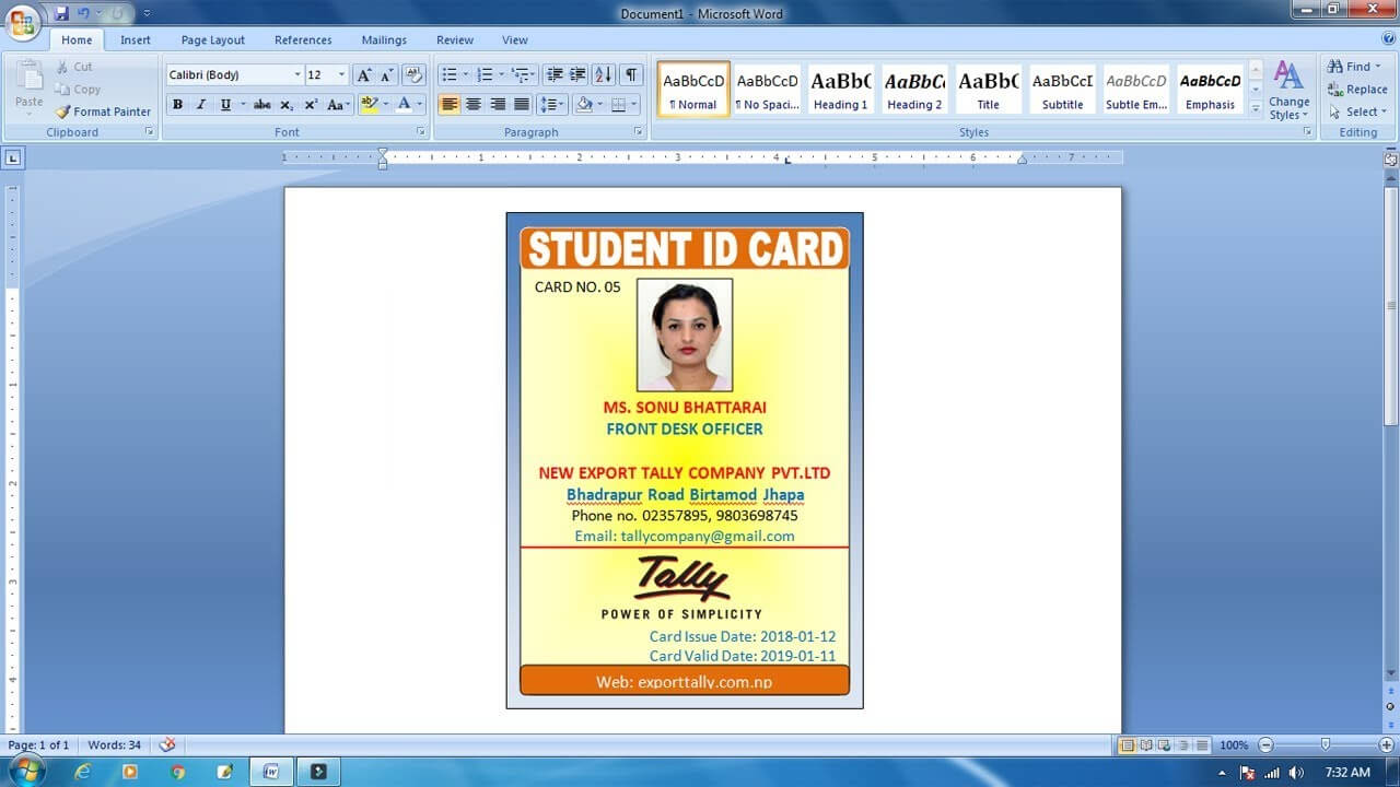 How To Make Id Card Design In Ms Word 2018 (Advance Id Card Design) In Id Card Template For Microsoft Word