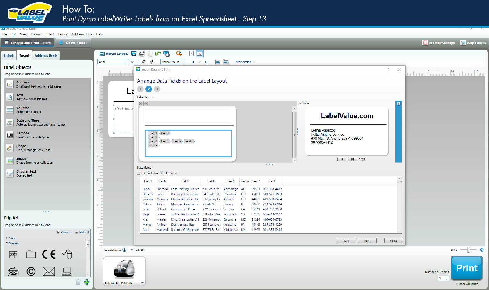 How To Print Labels From An Excel Spreadsheet Using A Dymo Pertaining To Dymo Label Templates For Word