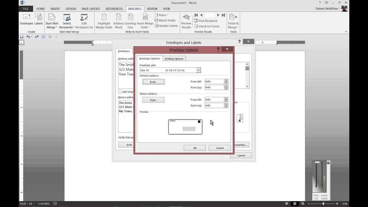 How To Print To Envelopes In Microsoft Word 2013 With Word 2013 Envelope Template