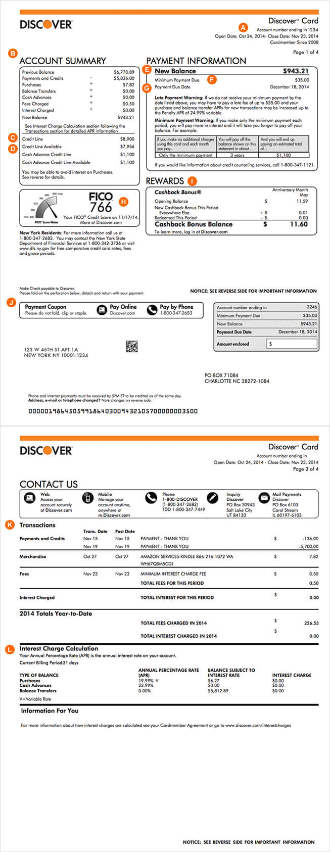 How To Read A Credit Card Statement | Discover With Regard To Credit Card Statement Template