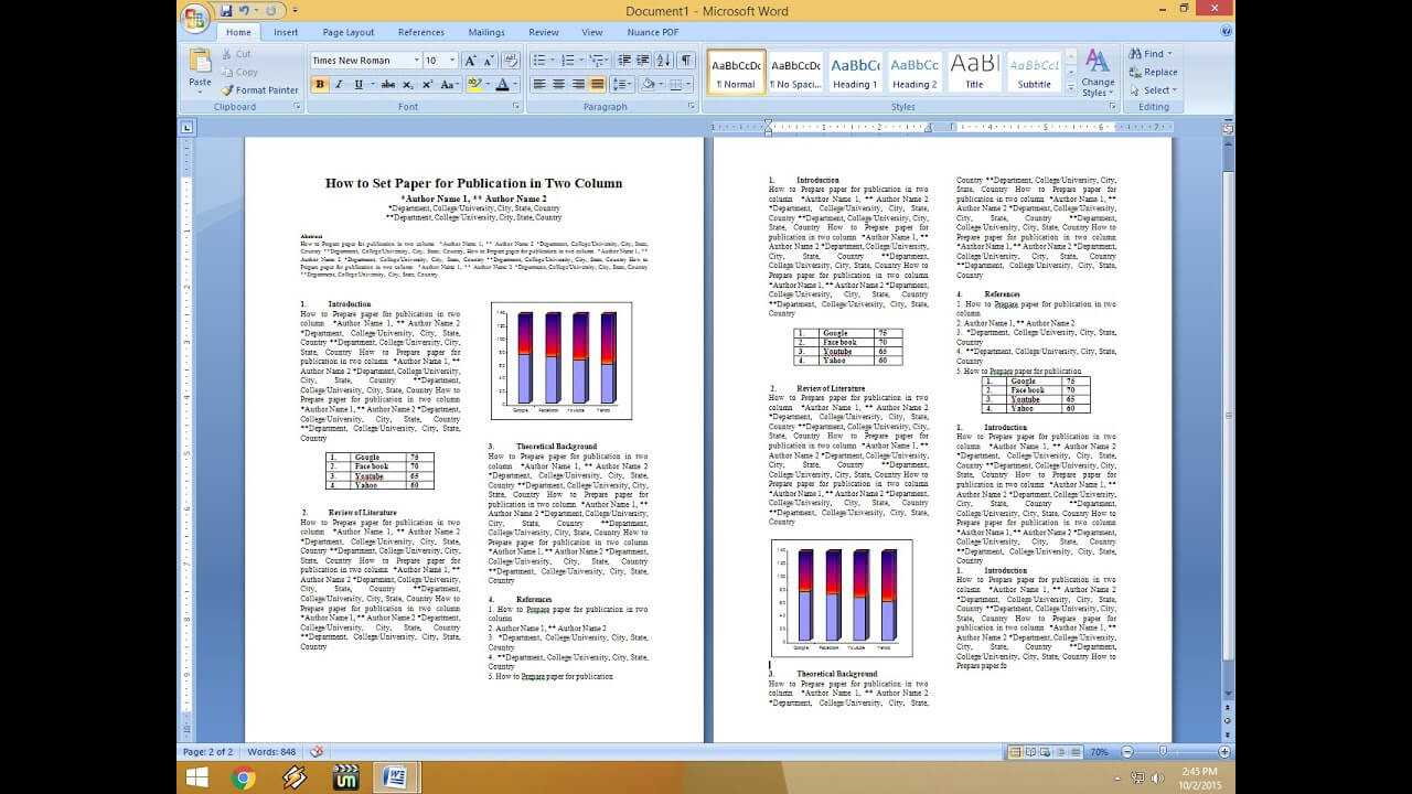 How To Set Two Column Paper For Publication Intended For Scientific Paper Template Word 2010