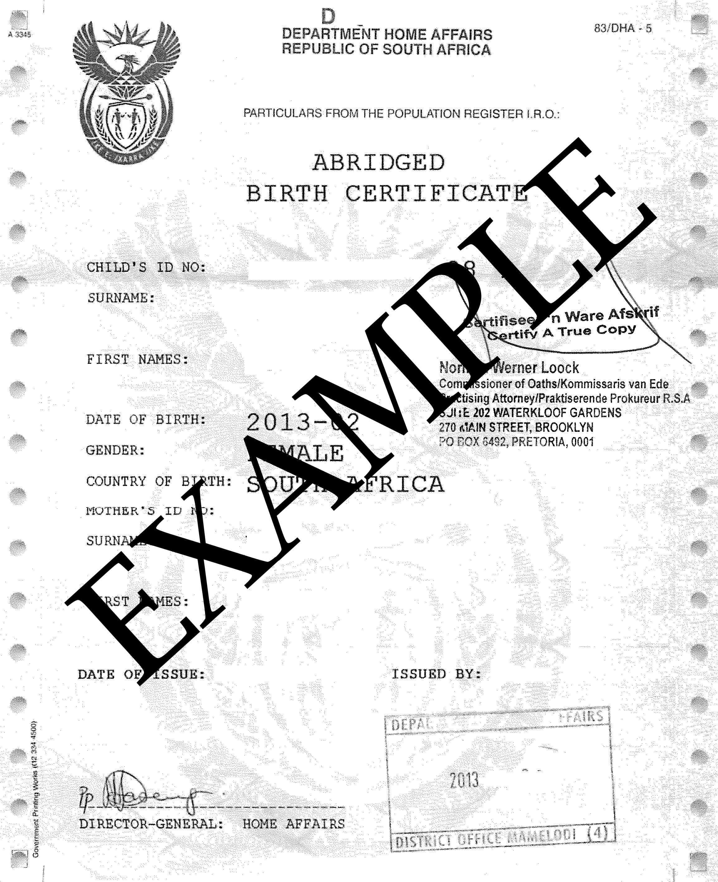 How To Travel With Children Into And Out Of South Africa Inside South African Birth Certificate Template