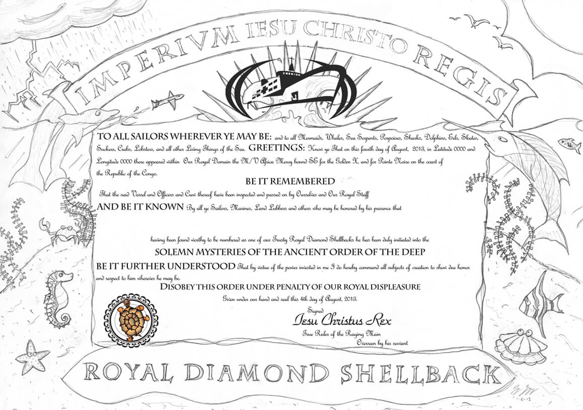 How To Turn Slimy Polliwogs Into Trusty Shellbacks | Jay On For Crossing The Line Certificate Template