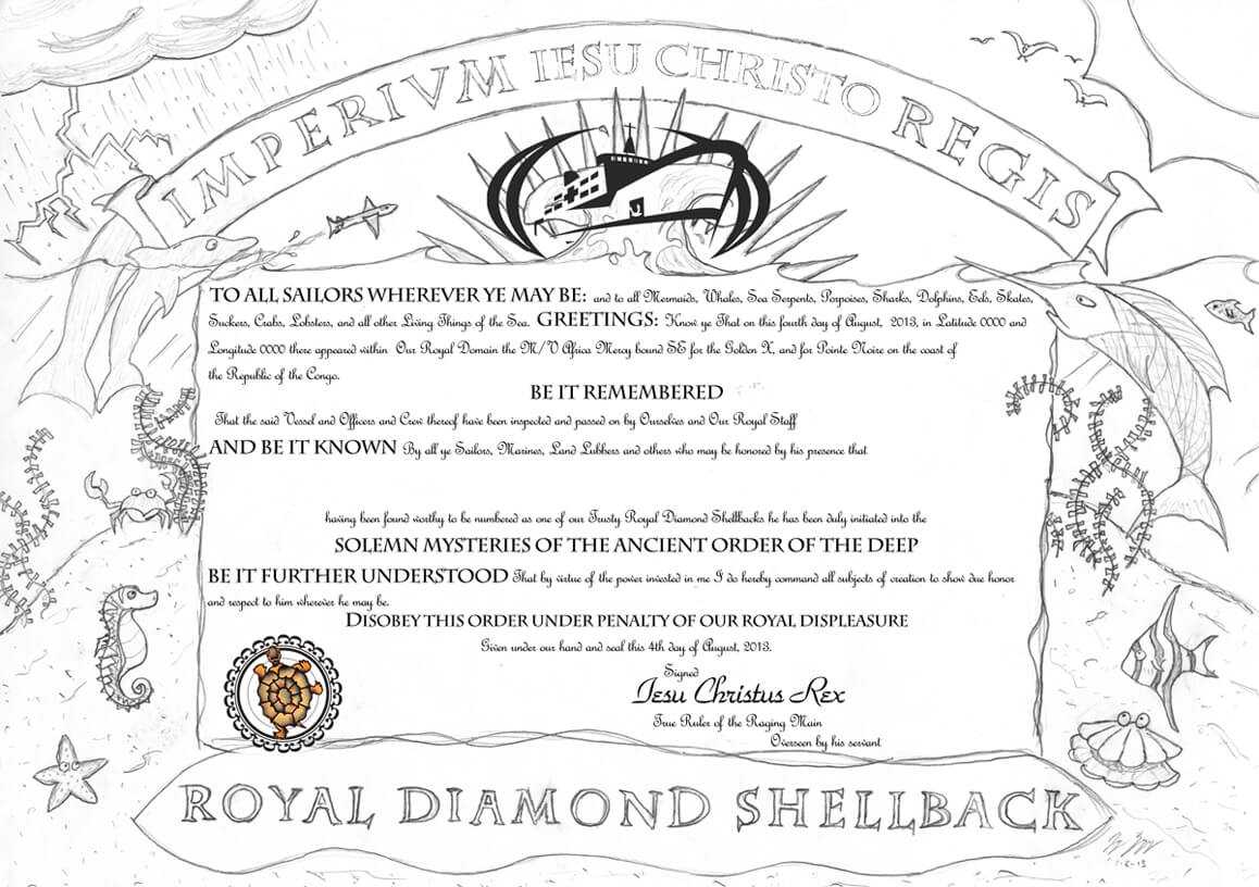 How To Turn Slimy Polliwogs Into Trusty Shellbacks | Jay On for Crossing The Line Certificate Template