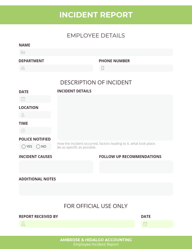 How To Write An Effective Incident Report [Incident Report For Employee Incident Report Templates