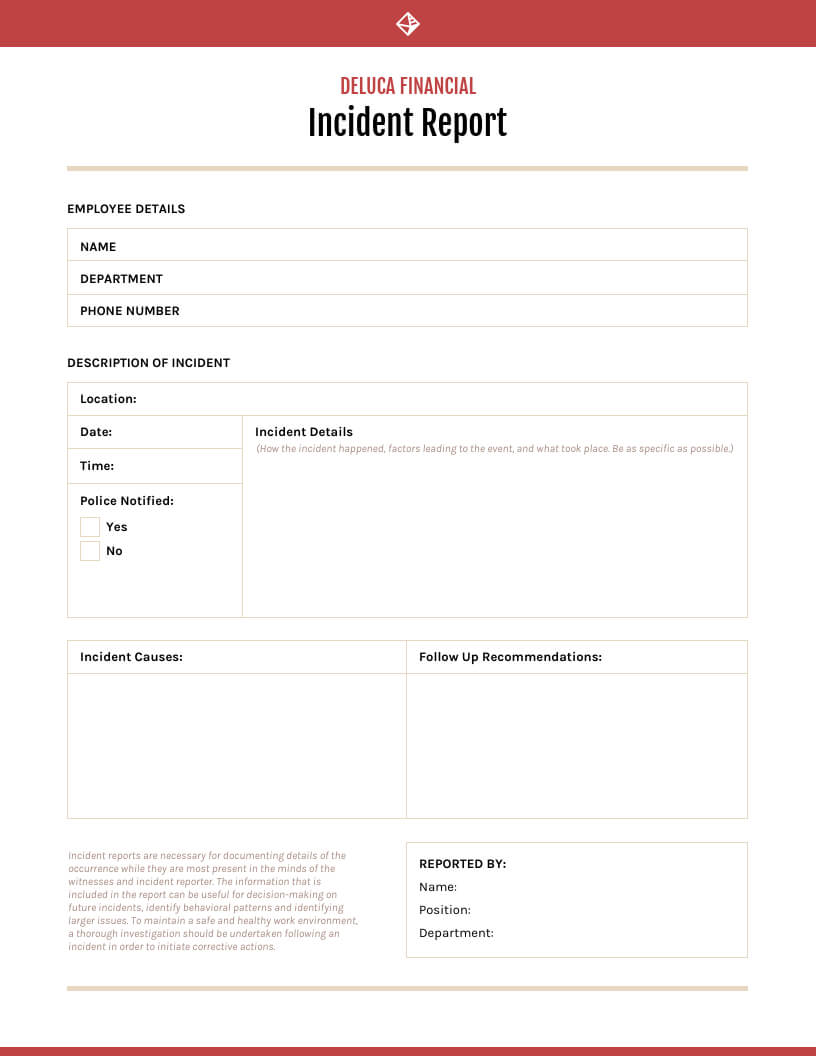 How To Write An Effective Incident Report [Incident Report For First Aid Incident Report Form Template