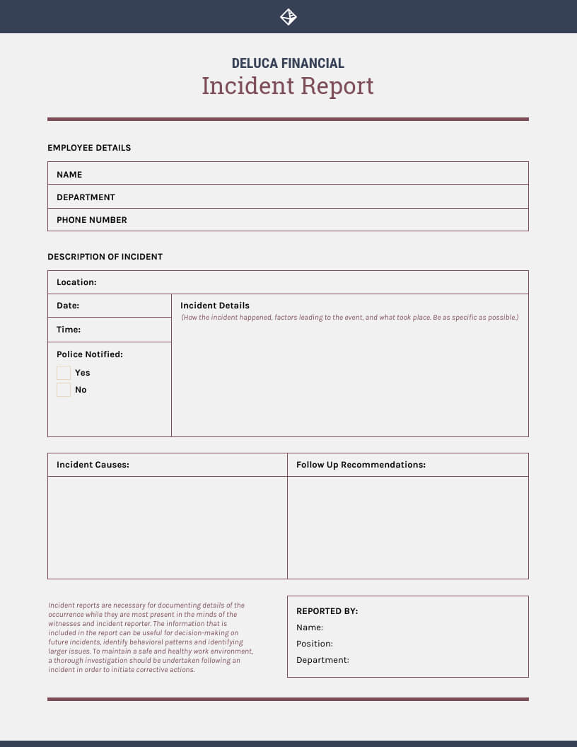 How To Write An Effective Incident Report [Incident Report Throughout Incident Report Register Template