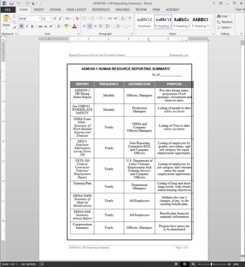 Sample Hr Audit Report Template