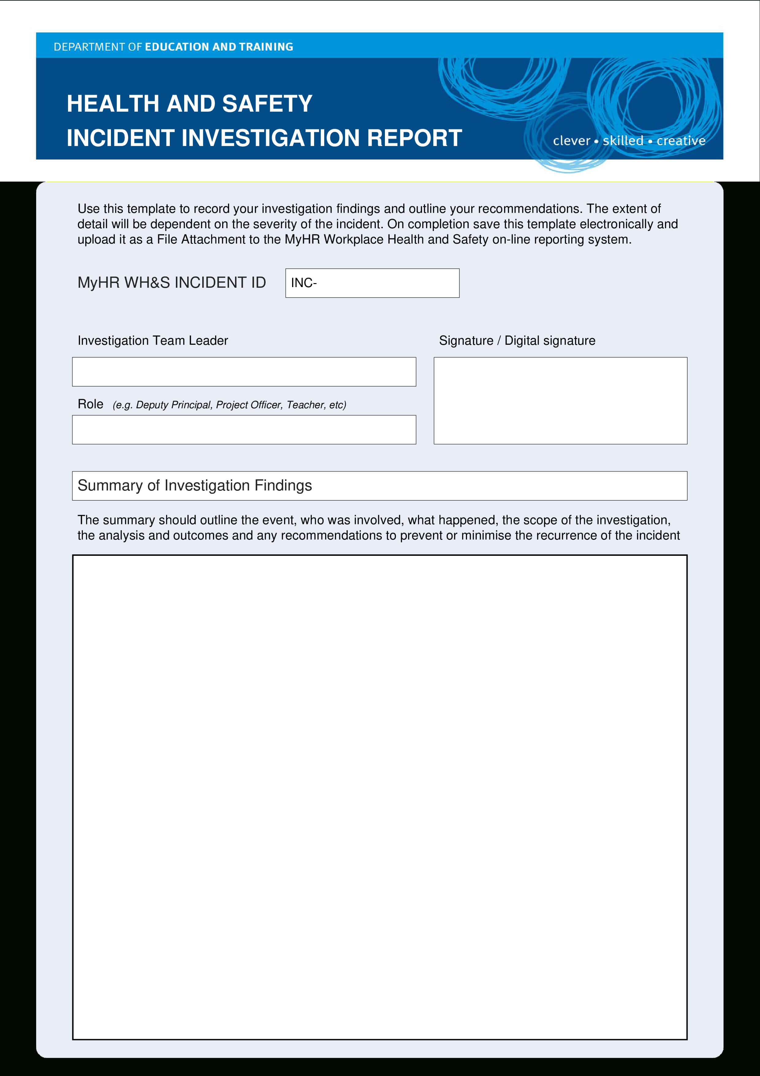 Hse Health Safety Incident Investigation Report | Templates At regarding Hse Report Template