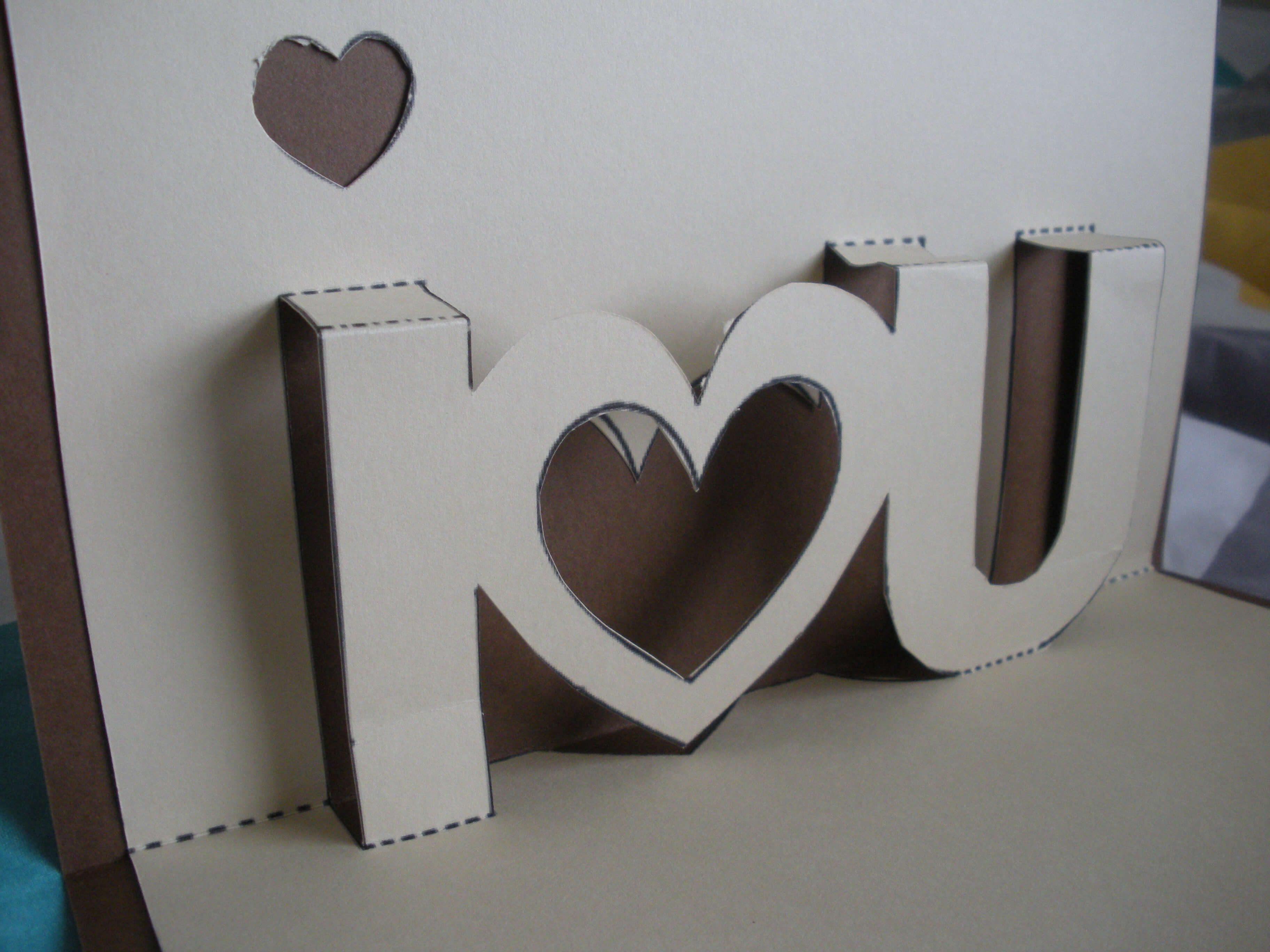 I <3 U" Pop Up Card–And The Proper Print Out! | Twenty One For I Love You Pop Up Card Template