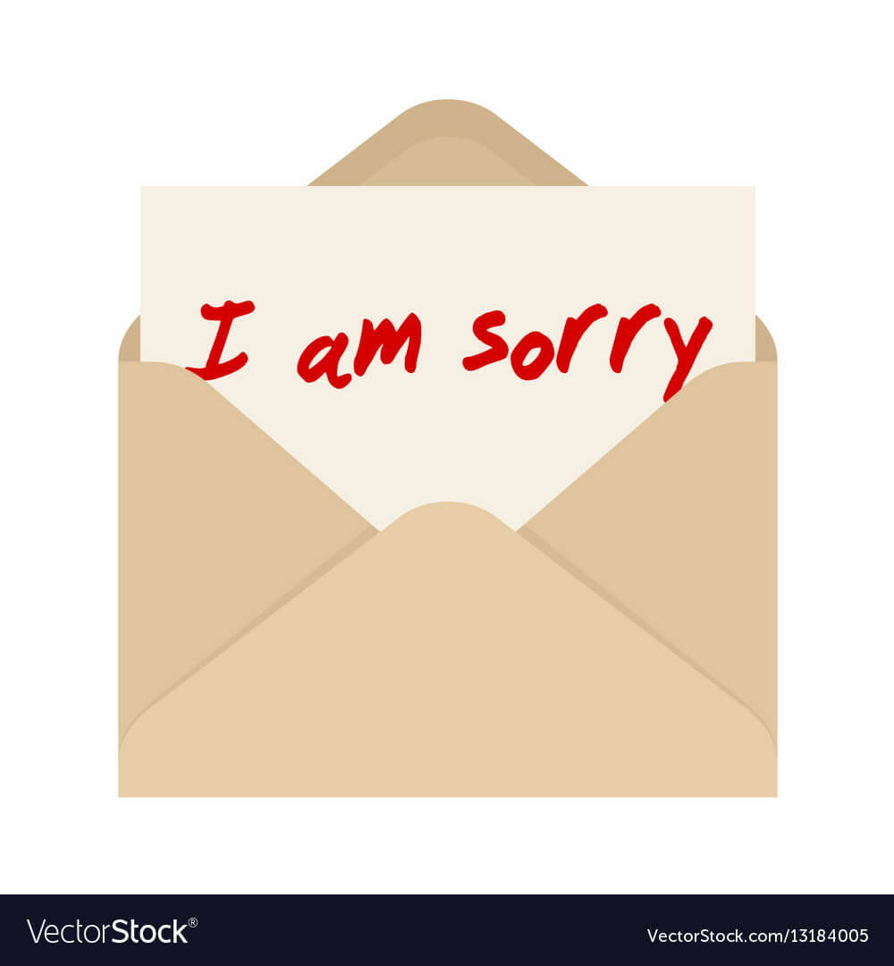 I Am Sorry Card In Brown Envelope The Letter In Sorry Card Template