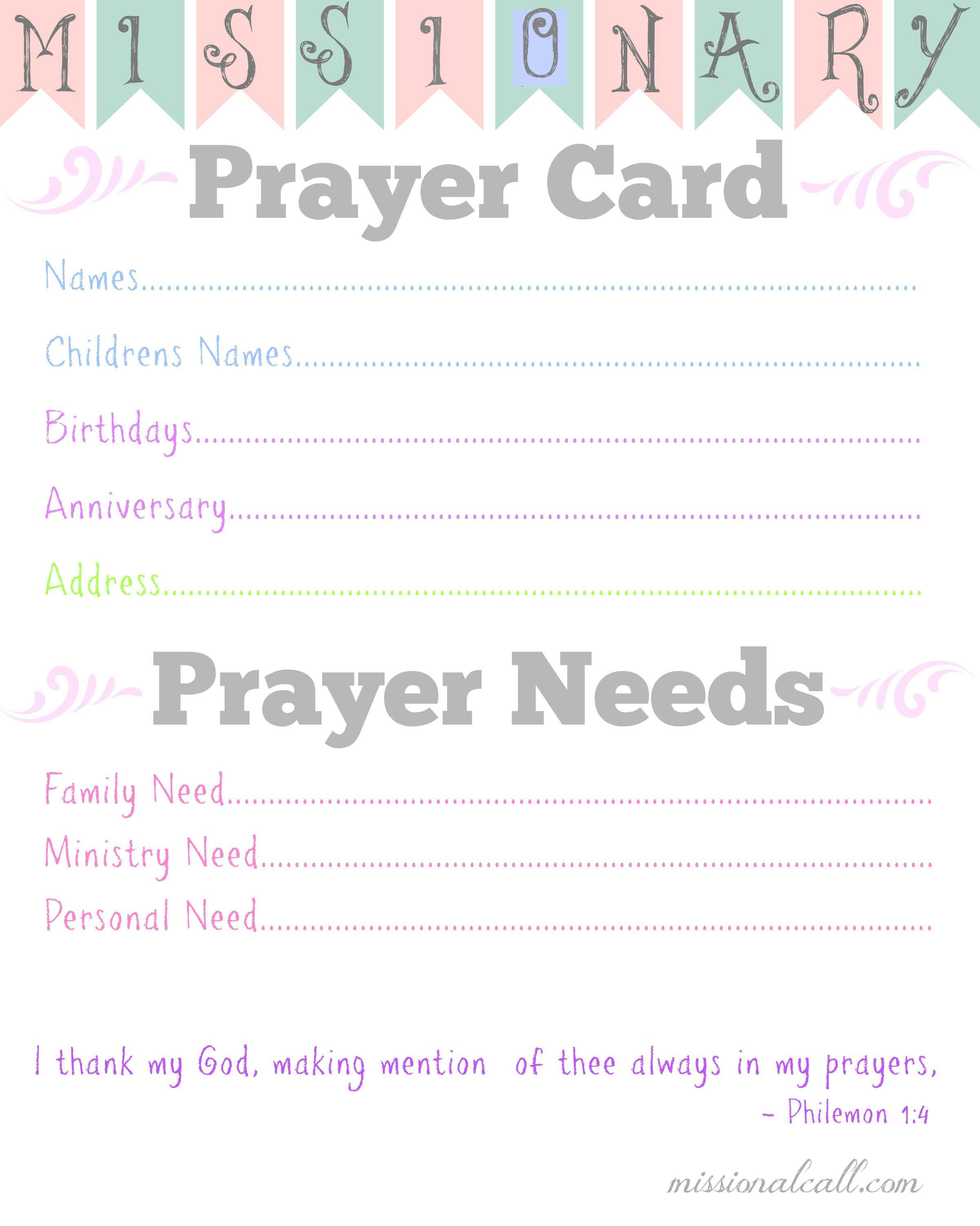 I Love This!!! A Missionary #prayer Card Free Printable To With Regard To Prayer Card Template For Word