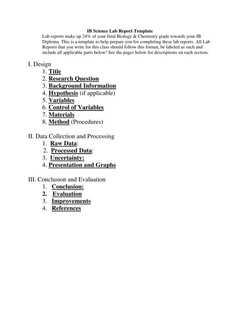 Ib Biology Lab Report Template Pertaining To Science Experiment Report Template