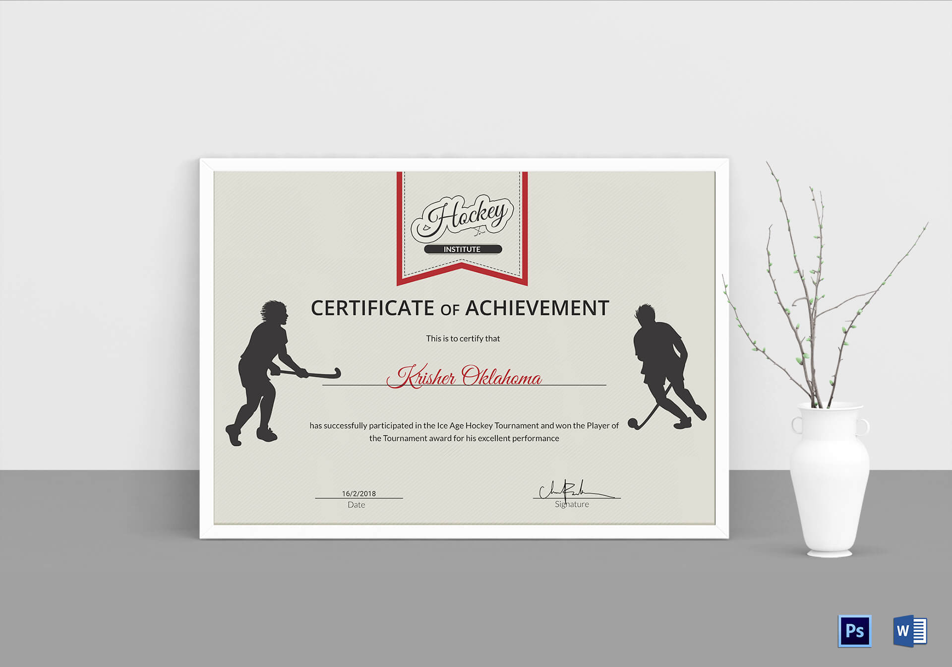 Ice Hockey Achievement Certificate Template Pertaining To Hockey Certificate Templates