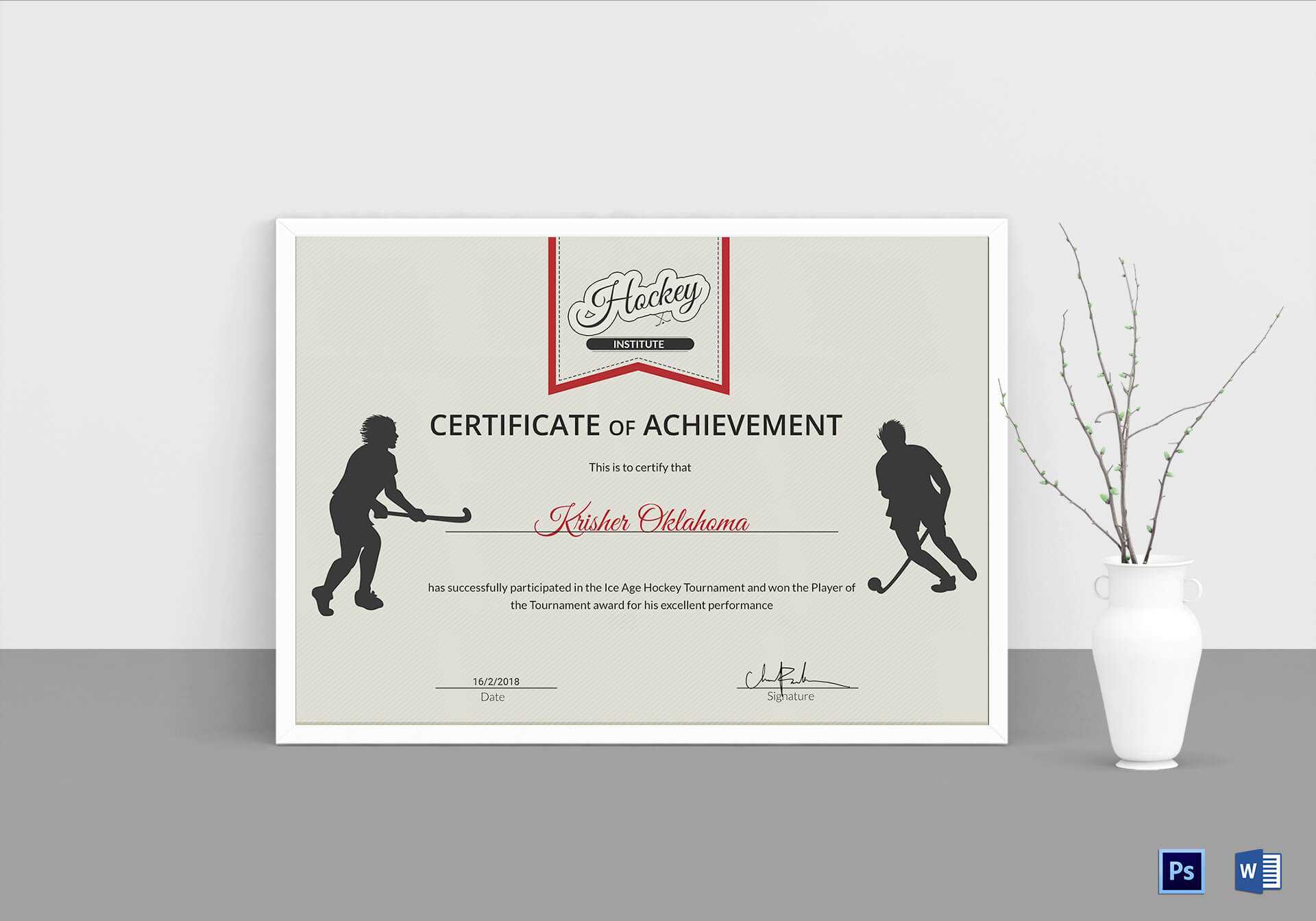 Ice Hockey Achievement Certificate Template Pertaining To Hockey Certificate Templates