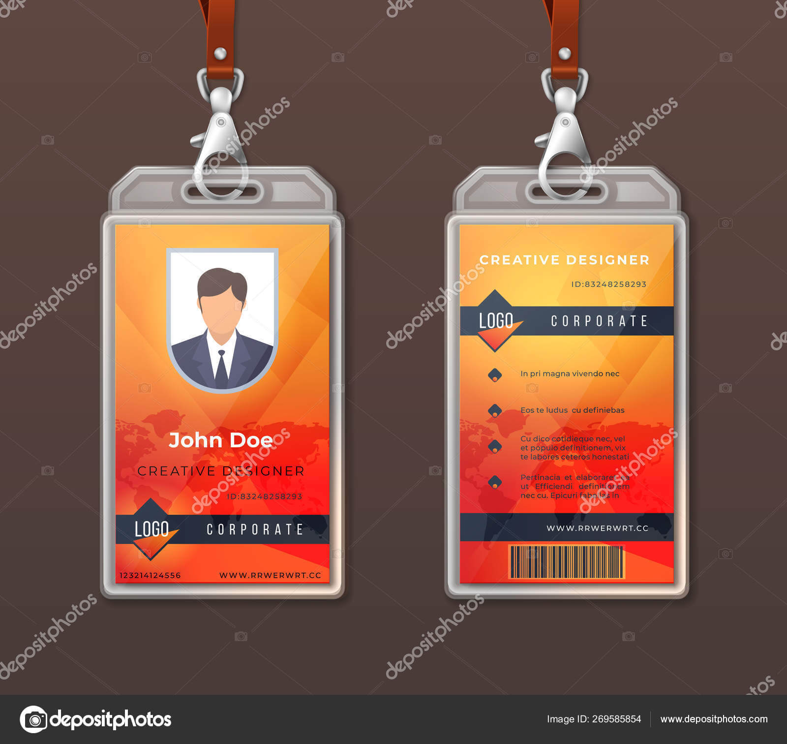 Id Card Corporate Identity. Employee Access Badge Design Throughout Personal Identification Card Template