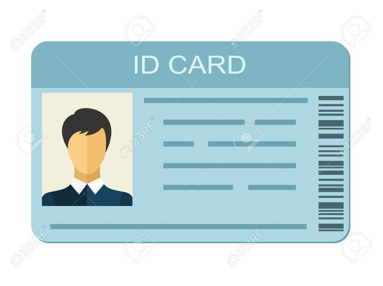 Id Card Isolated On White Background. Identification Card Icon With Personal Identification Card Template