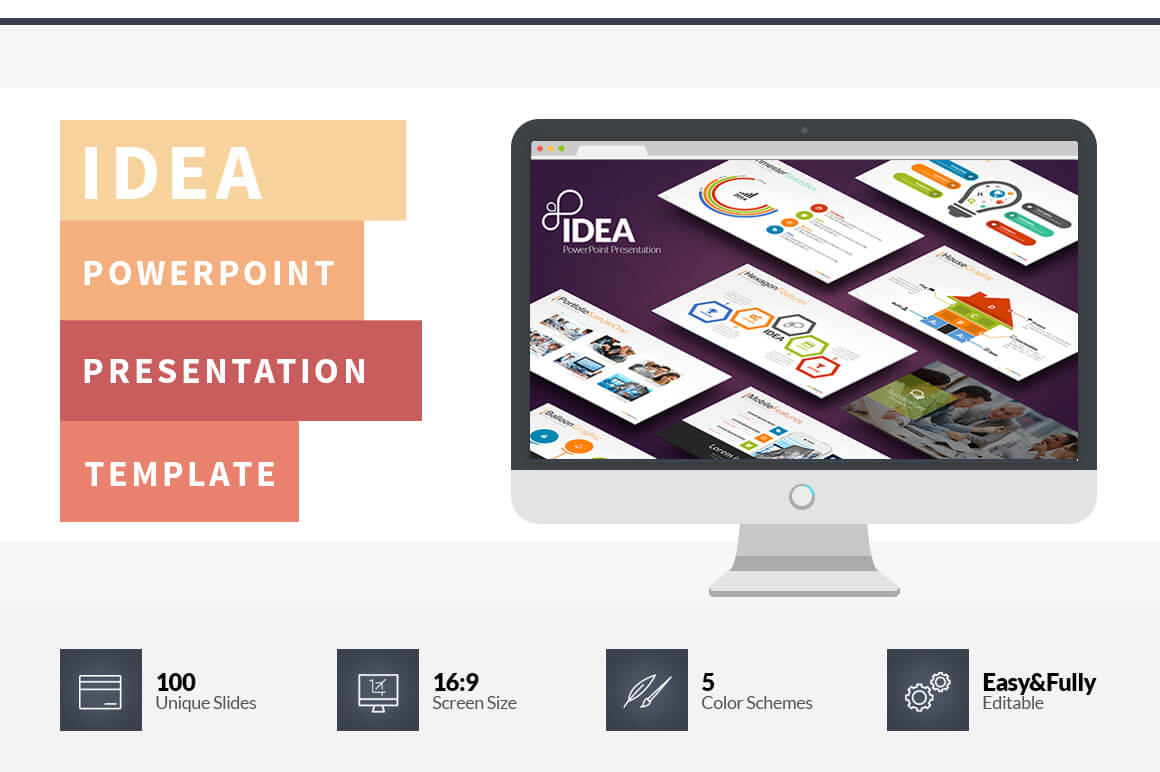 Idea Flat Powerpoint Presentation Template On Behance Regarding Powerpoint Presentation Template Size