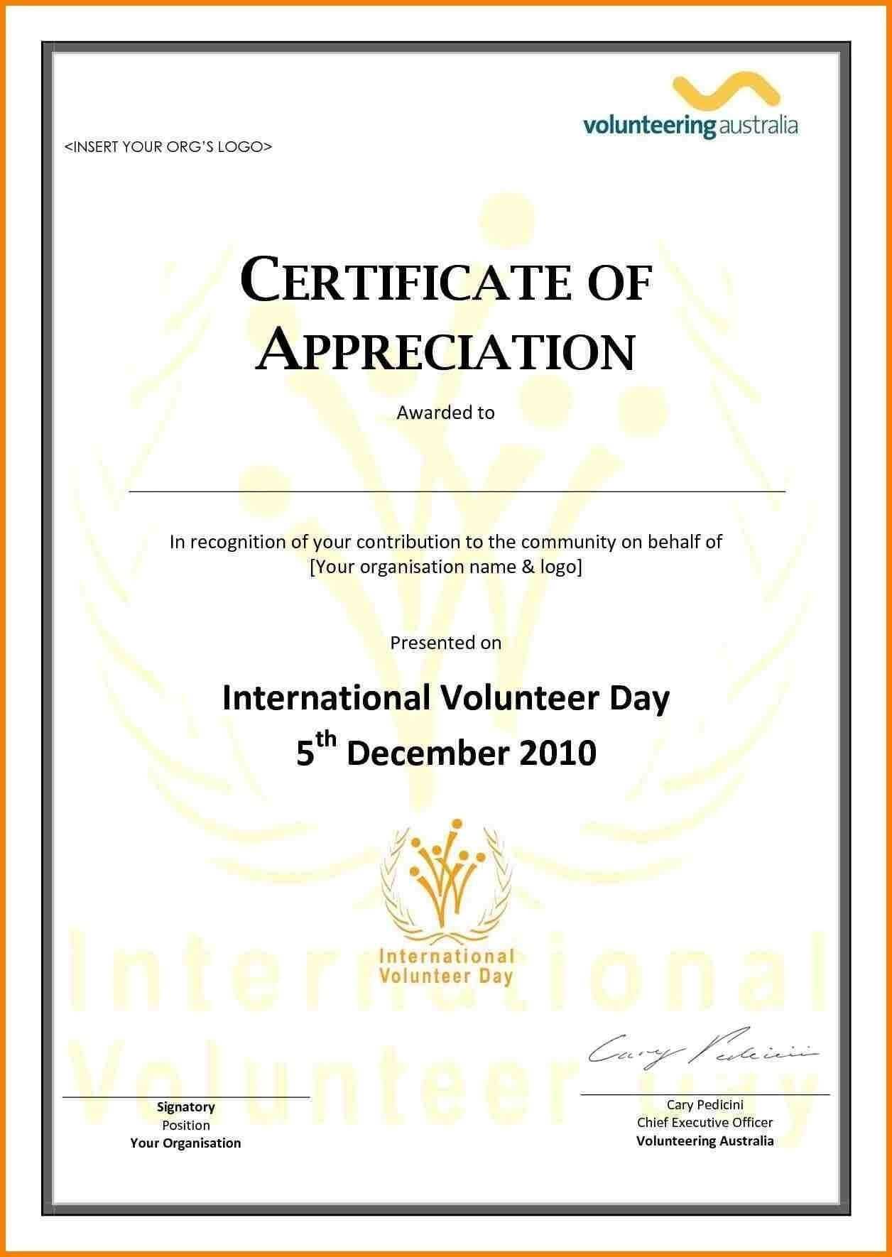 Ideas For Volunteer Award Certificate Template About Format Throughout Volunteer Award Certificate Template