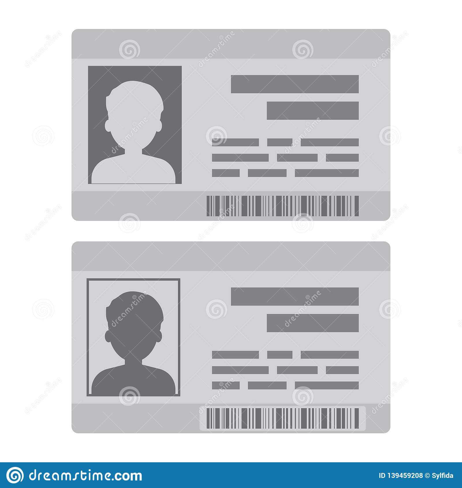 Identification Cards. Personal Document With Photo, Text And With Personal Identification Card Template