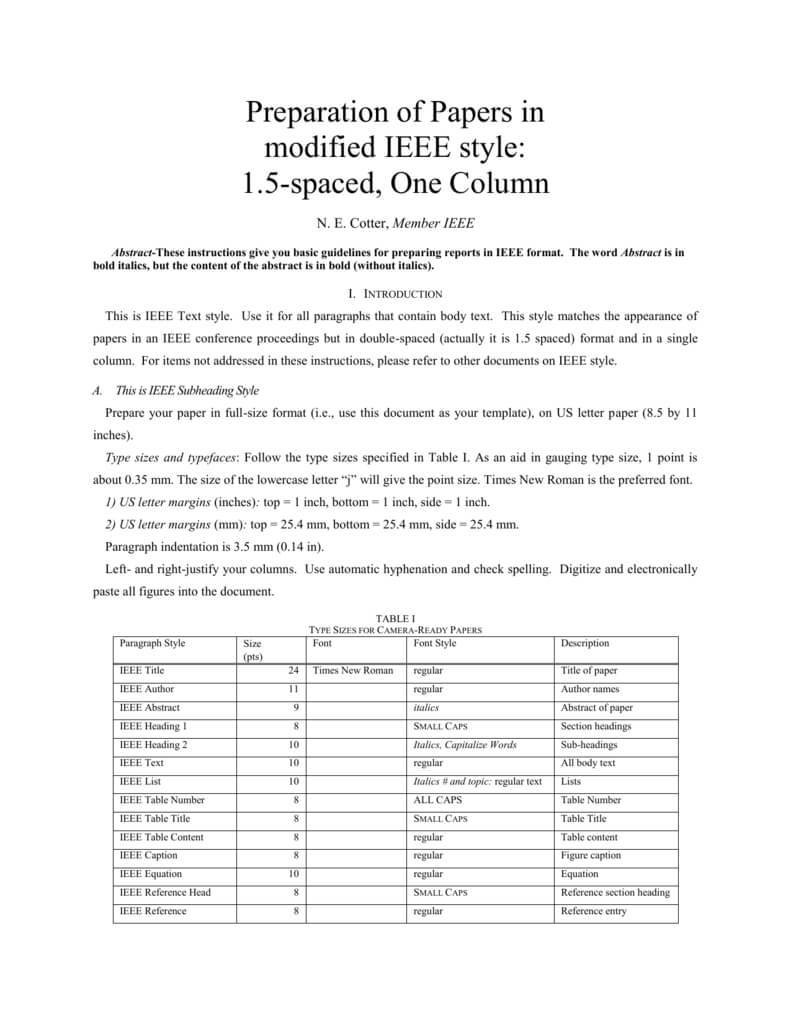 Ieee Format Modified For Single Column, Double Throughout Template For Ieee Paper Format In Word