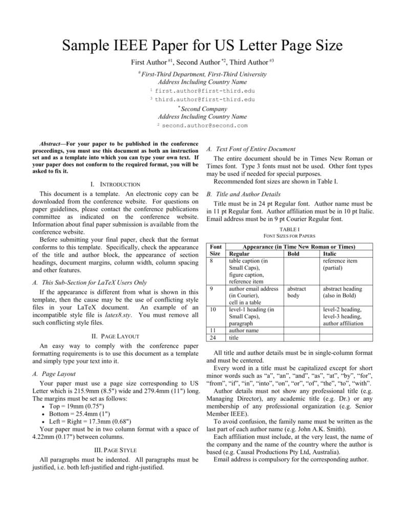Ieee Paper Word Template In Us Letter Page Size (V3) With Ieee Template Word 2007