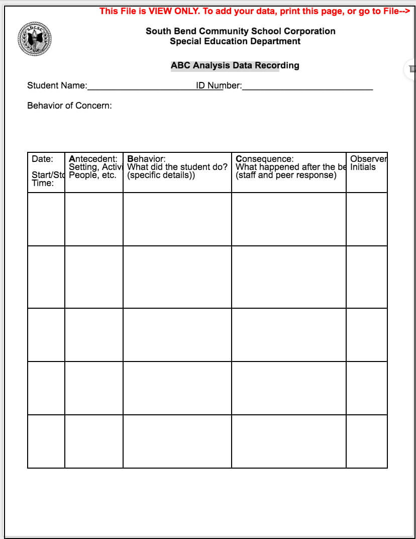 Iep Forms With Daily Behavior Report Template