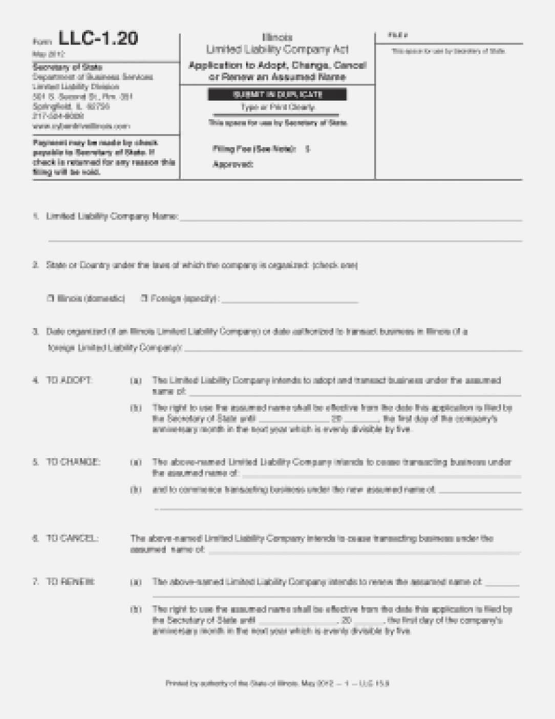 Illinois Annual Report Form Llc Sample Corporate Request Pertaining To Llc Annual Report Template