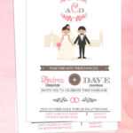 Illustrated Couple In Front Of Church Wedding Invitation In Church Wedding Invitation Card Template