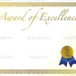 Illustration Of A Certificate. Award Of Excellence With Regarding Award Of Excellence Certificate Template