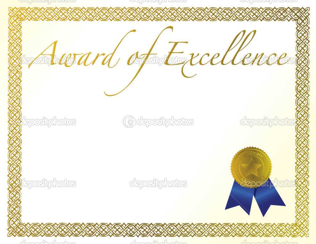 Illustration Of A Certificate. Award Of Excellence With Regarding Award Of Excellence Certificate Template