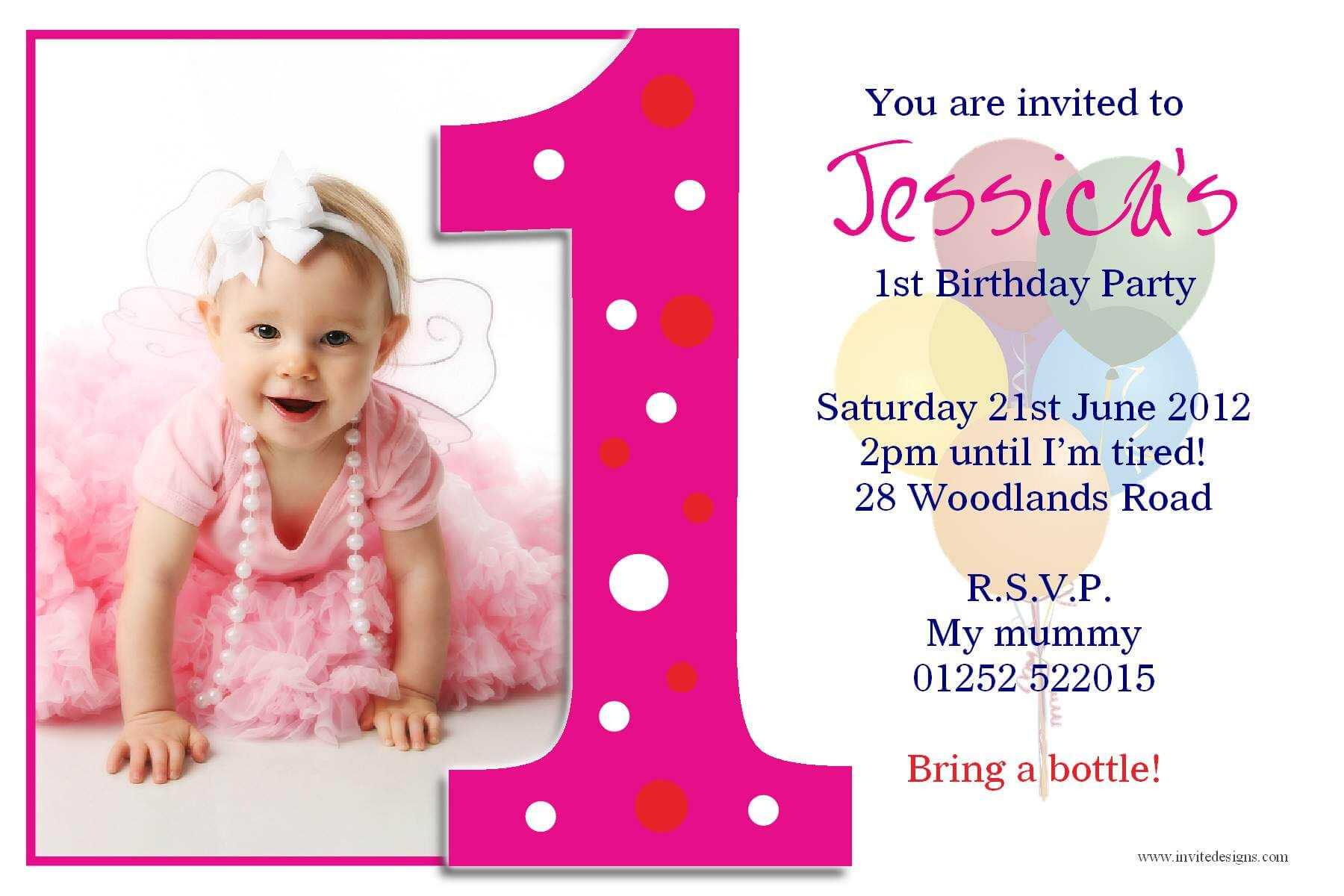 Image For Princess 1St Birthday Invitations | Akshara within First Birthday Invitation Card Template