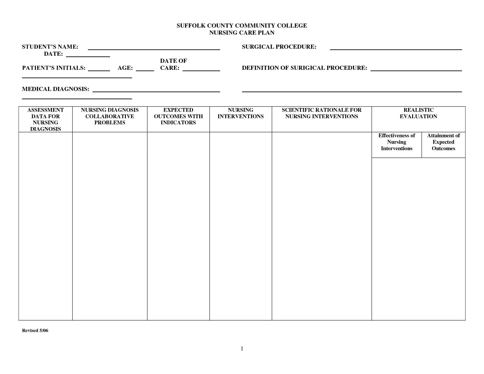 Image Result For Blank Nursing Care Plan Templates | Nurse Throughout Nursing Care Plan Templates Blank