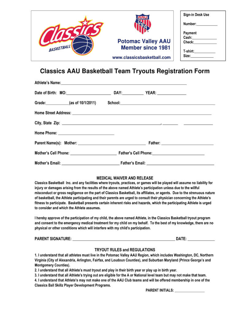 Images Of Basketball Registration Template For Word Bfegy Throughout Camp Registration Form Template Word