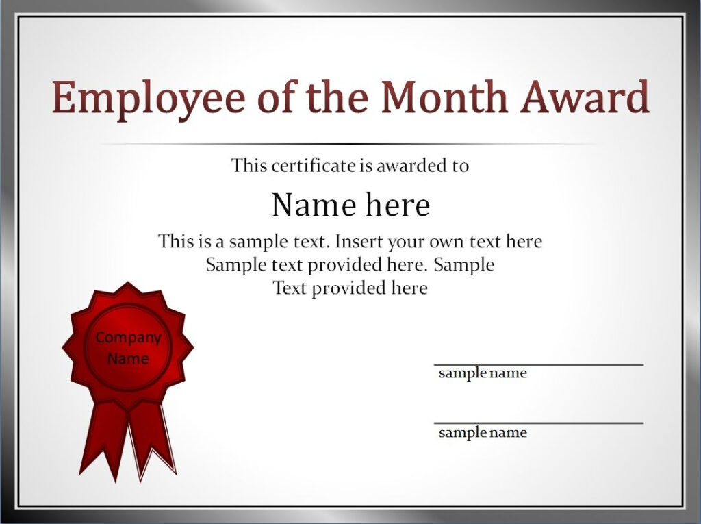 Impressive Employee Of The Month Award And Certificate Intended For