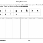 Impressive Making Words Printable Word Kindergarten Template With Regard To Making Words Template