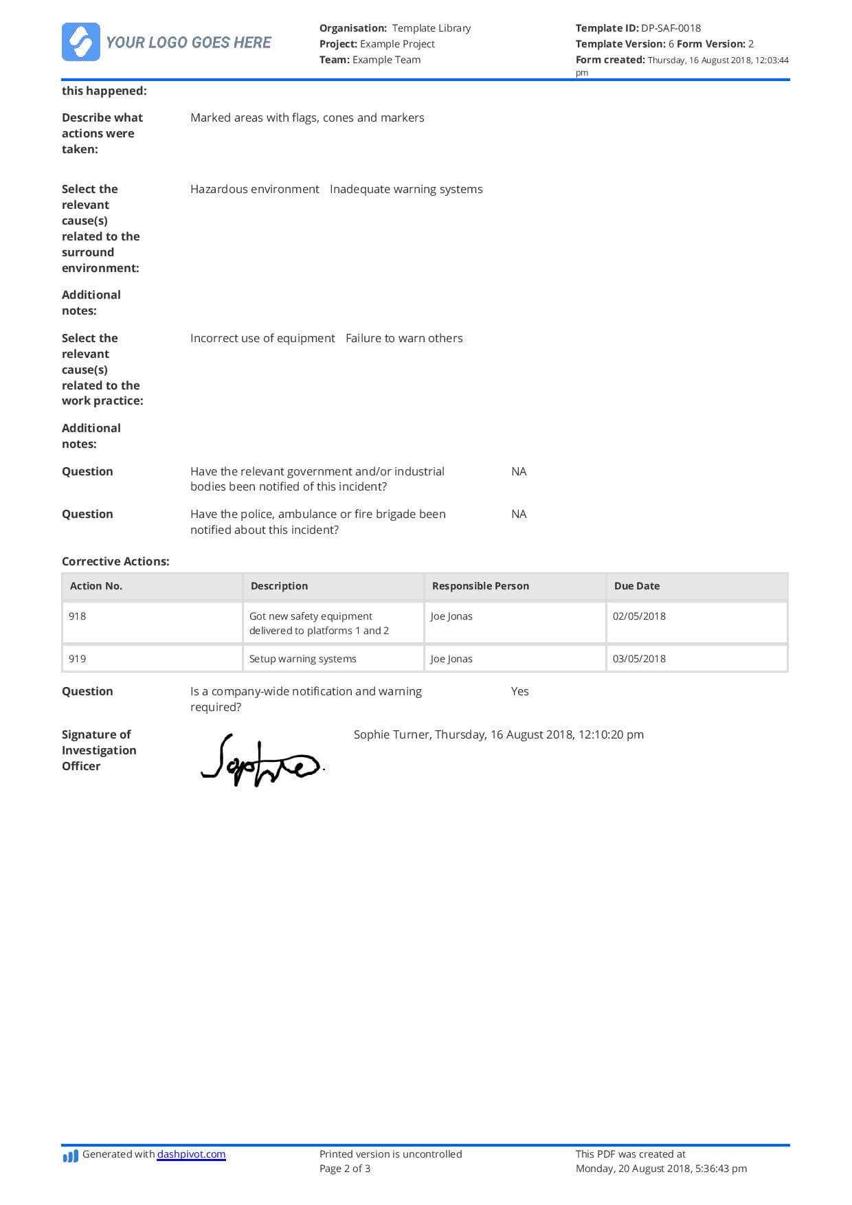 Incident Investigation Eport Sample And What Else You Need With Regard To Investigation Report Template Doc