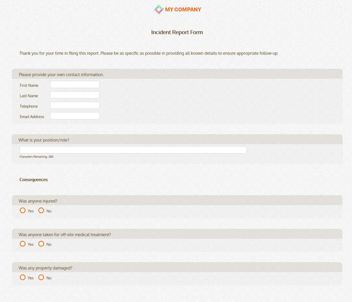 Incident Report Form Template [27 Questions] | Sogosurvey Within It Issue Report Template