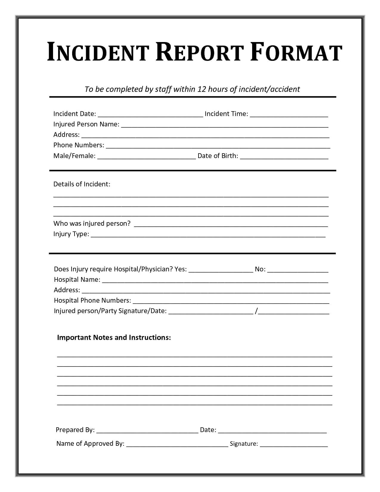Incident Report Form Template Microsoft Excel | Report For Health And Safety Incident Report Form Template