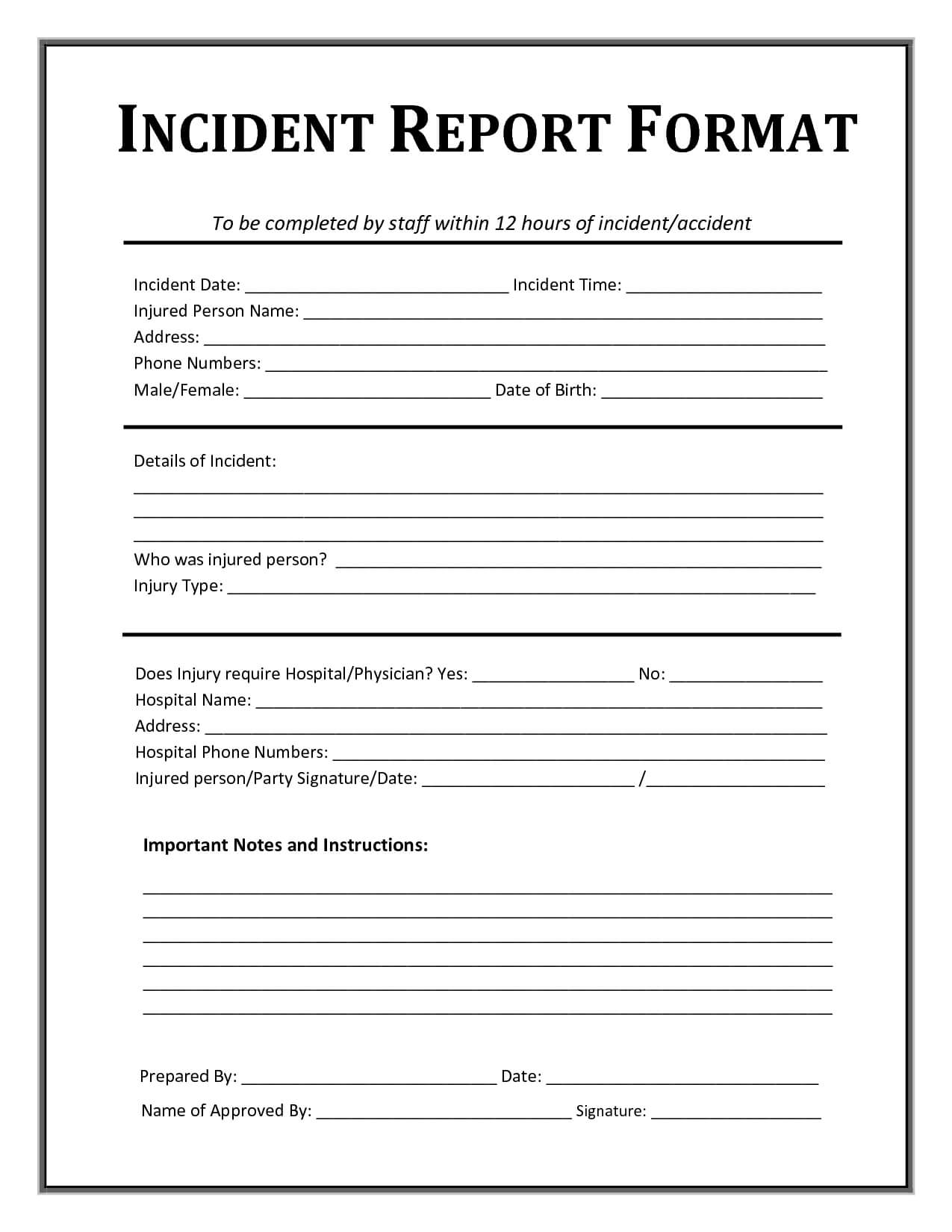 Incident Report Form Template Microsoft Excel | Report for Incident Report Form Template Doc