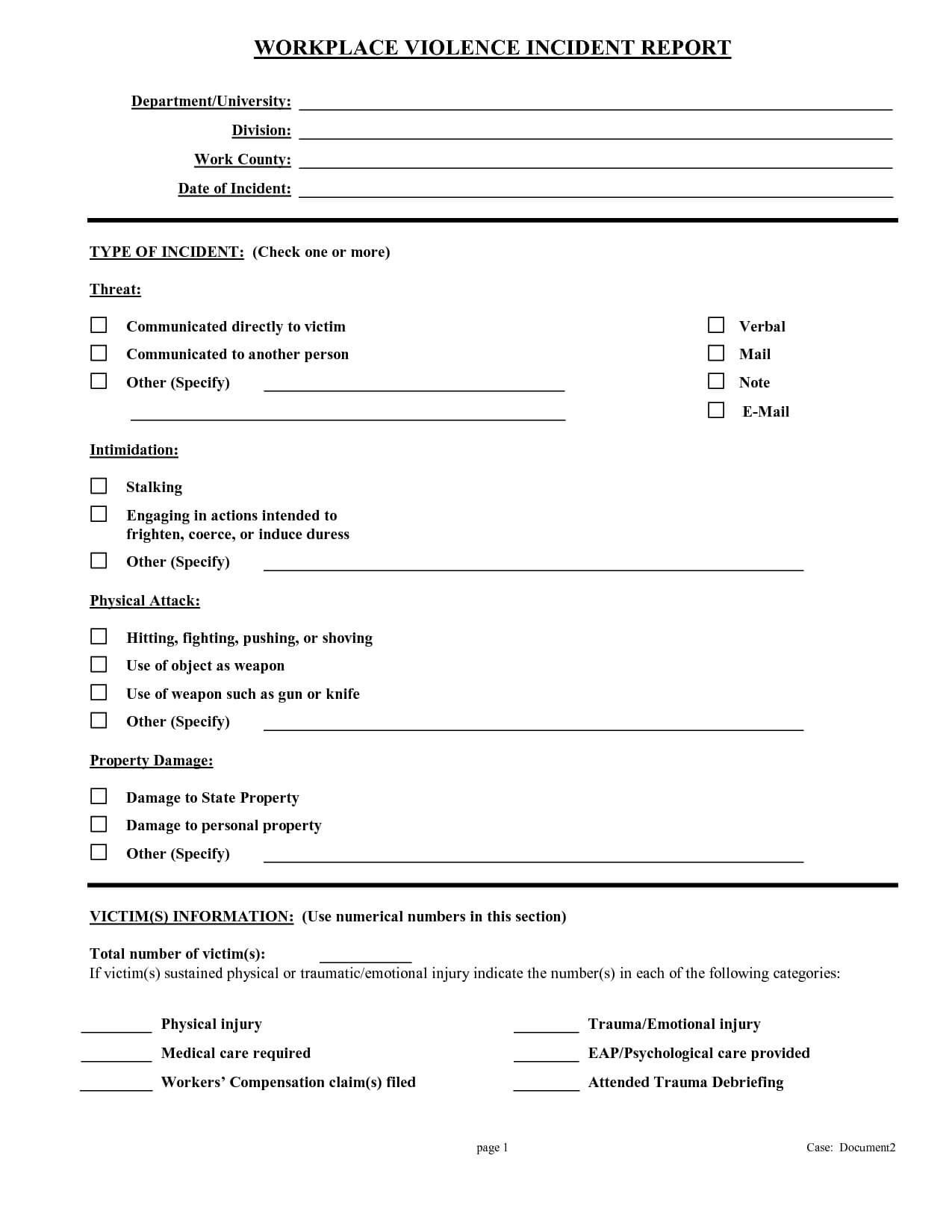 Incident Report Mple In Workplace Letter Accident Employee Inside Incident Report Form Template Qld