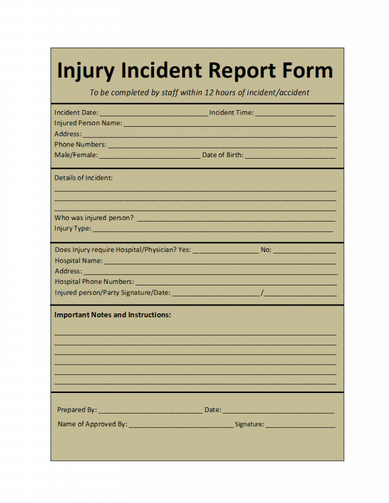 Incident Report Template Inside Insurance Incident Report Template