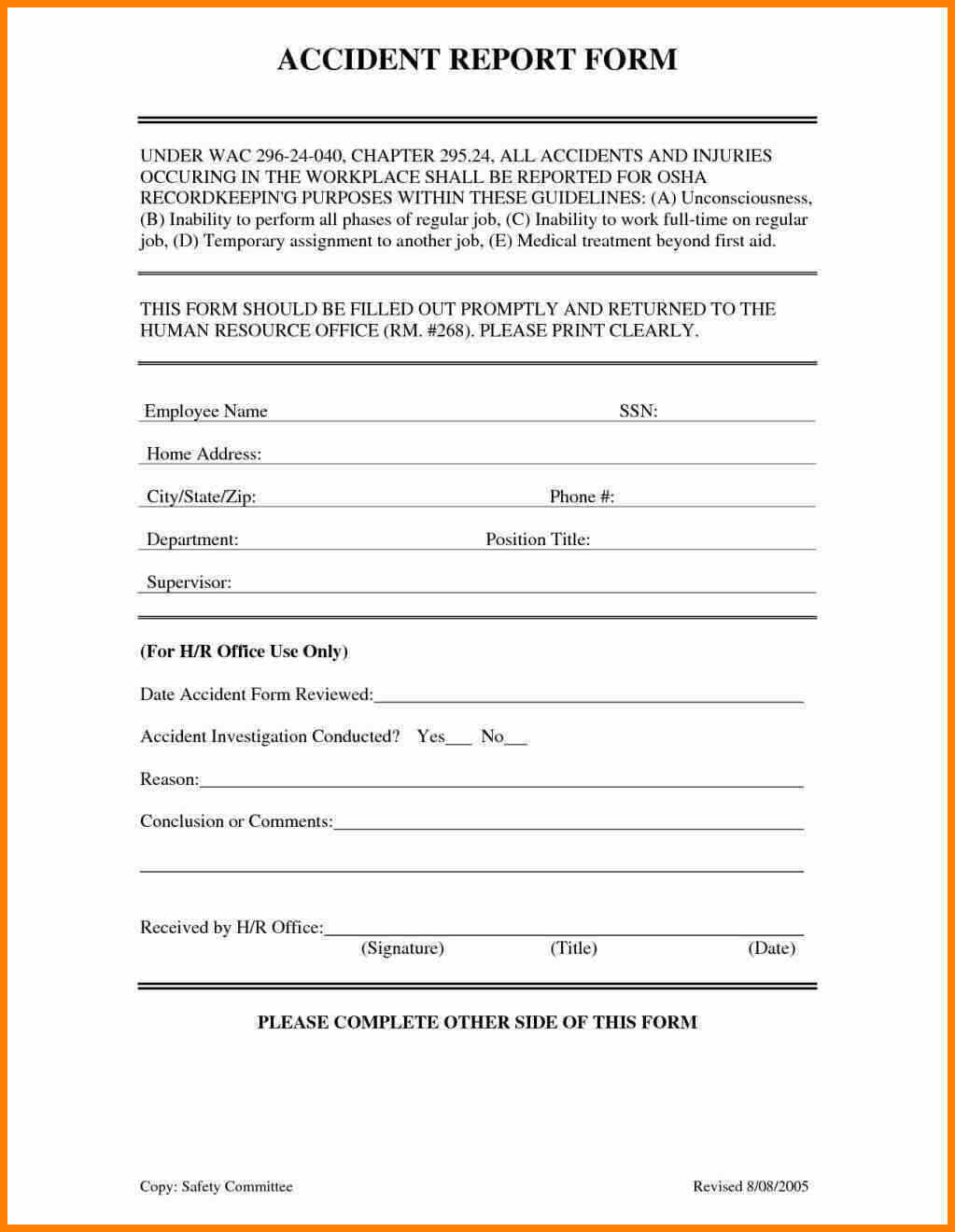Injury Incident Ort Template And Illness Form Example Non Pertaining To Customer Incident Report Form Template