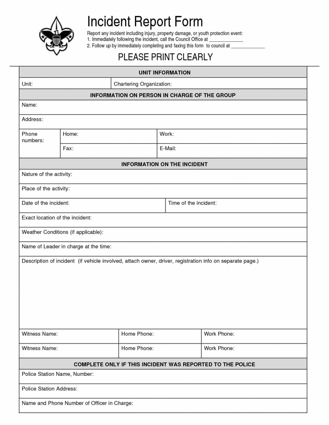 Injury Incident Report Form Template Printable Survey For Itil Incident Report Form Template