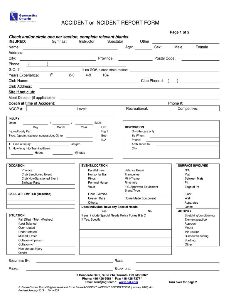 Injury Report Form Income Tax Template Free Sports Medicine Intended For First Aid Incident Report Form Template