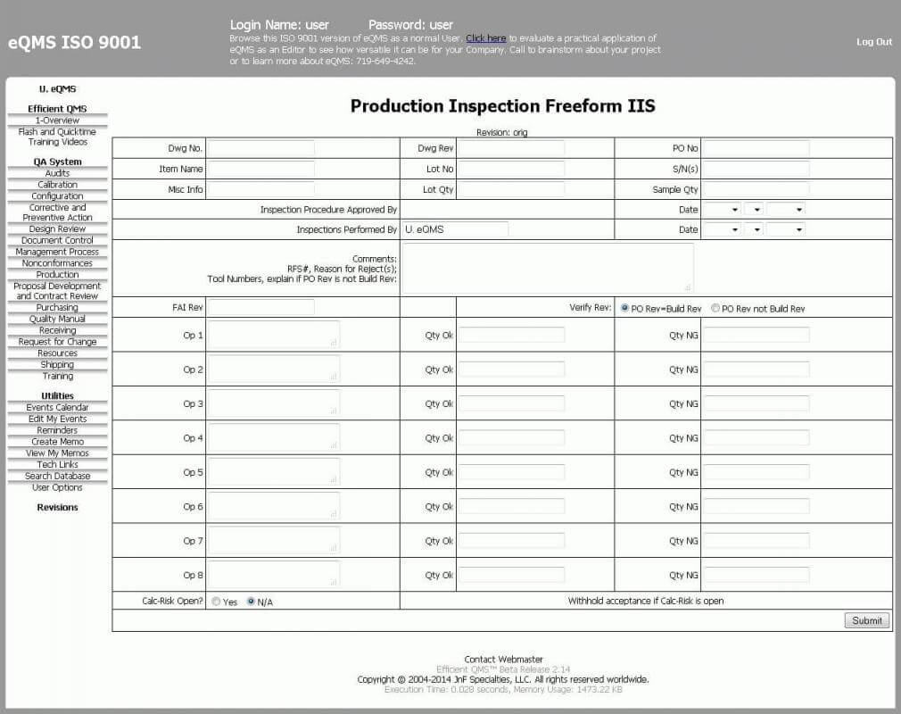 Inspection Report Template | Template Business With Welding Inspection Report Template