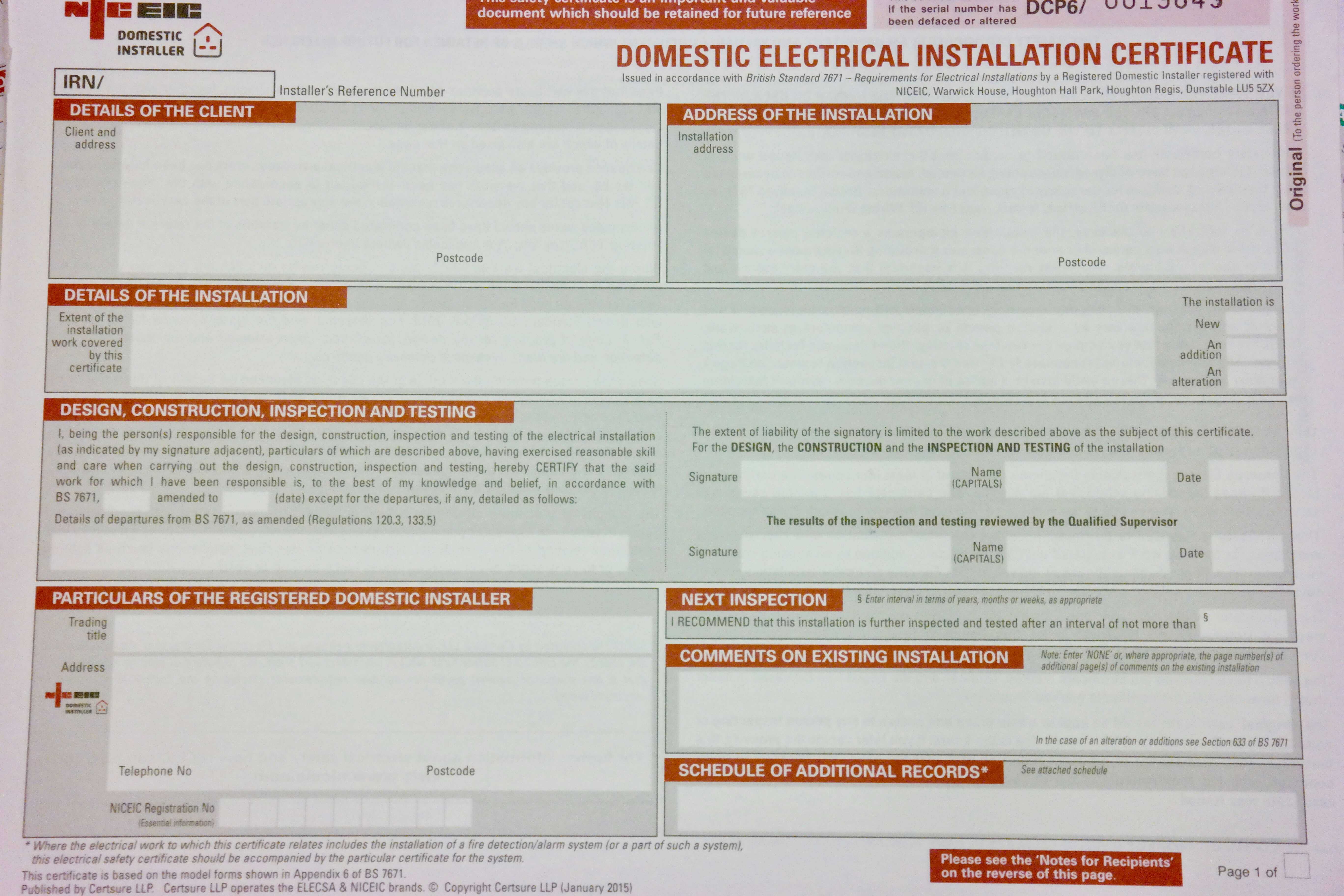 Inspections, Certification & Testing – Auber Electrical Throughout Electrical Installation Test Certificate Template