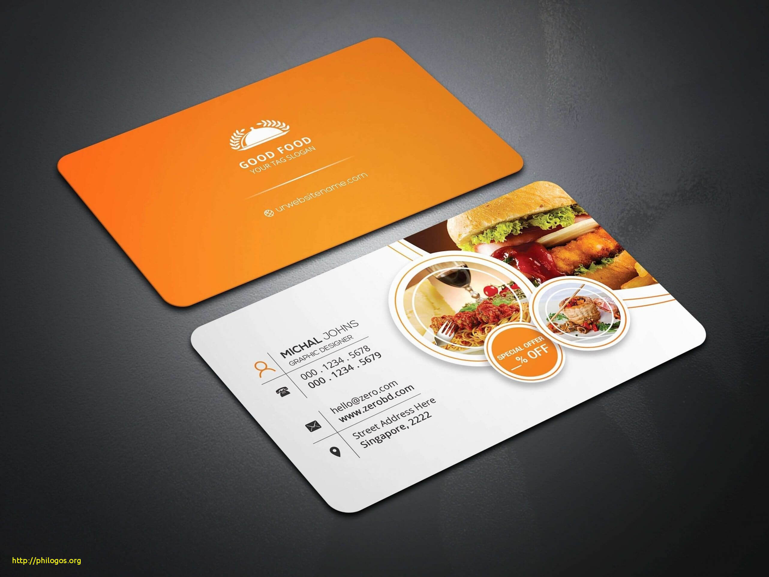 Inspirational Food Business Cards Templates Free | Philogos With Restaurant Business Cards Templates Free