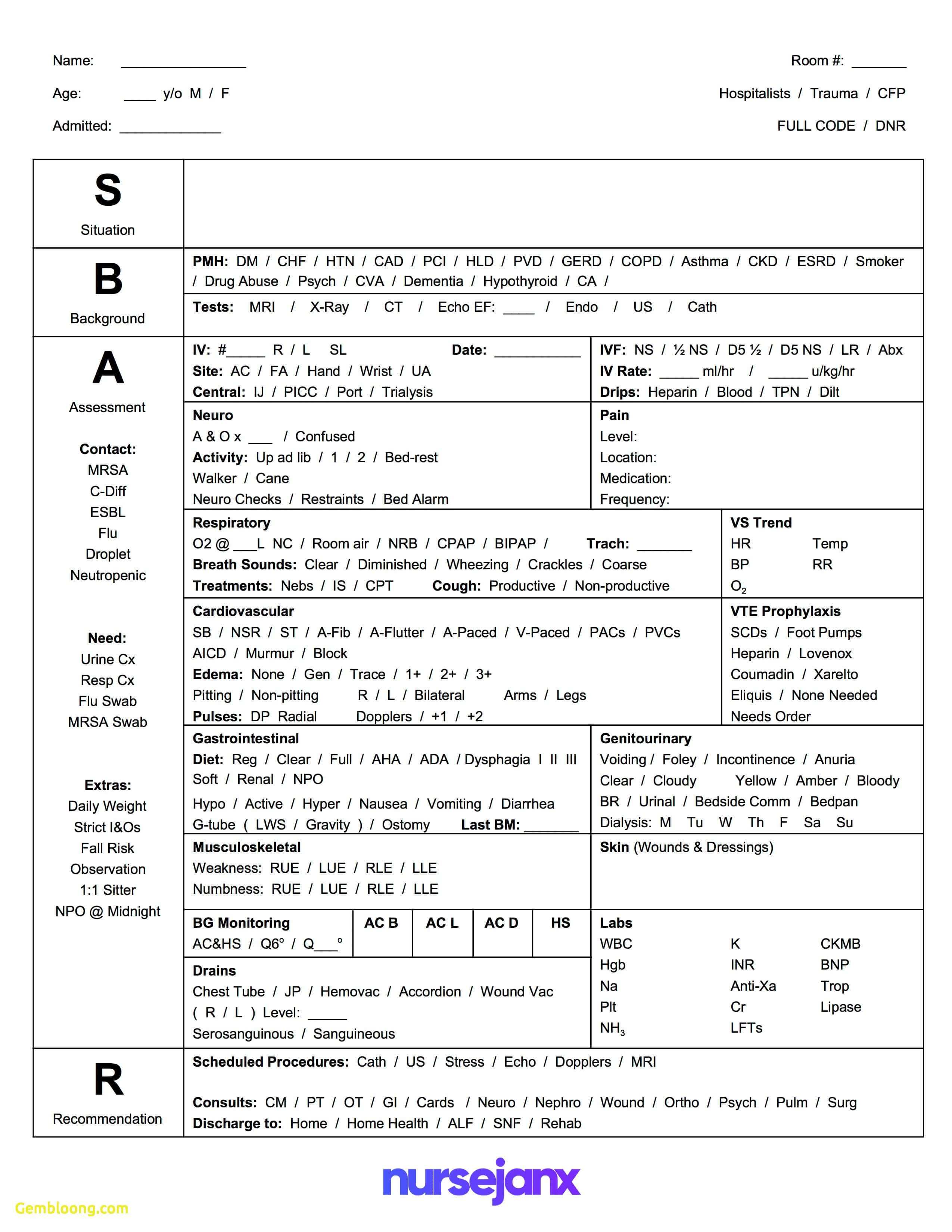 Inspirational Nursing Handoff Report Template | Best With Regard To Nursing Handoff Report Template